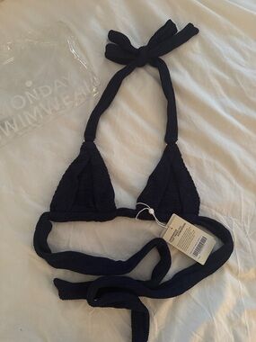 NWT Monday Swimwear Morocco Top in Midnight Crinkle